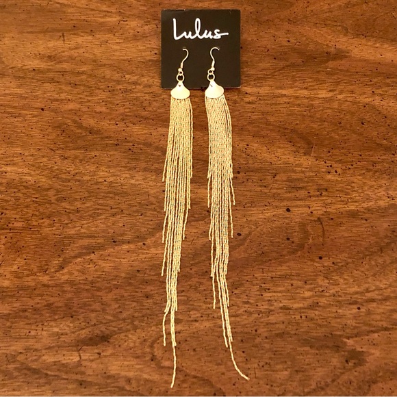 LuLu’s | Shoulder Duster Earrings | Gold Tone | 8” Length - Picture 1 of 3